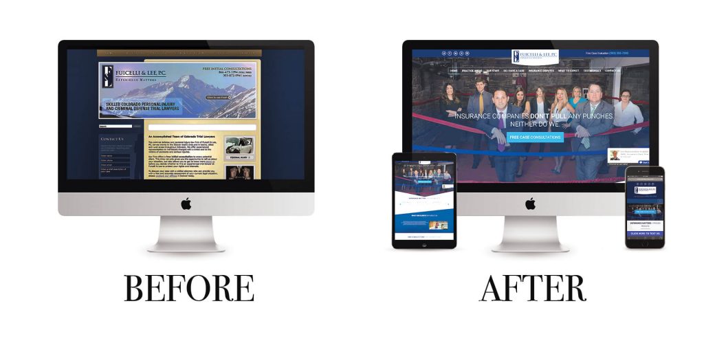 Before and after websites for the Denver personal injury attorneys at Fuicelli & Lee, P.C.